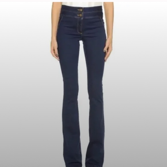 Veronica Beard Deep Dark Blue Denim High Waist Flare Jeans Size 0 Excellent Cond - Picture 1 of 8